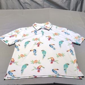 Chubbies Mens Tropical Parrot Print Polo Shirt Stretch Casual Size M